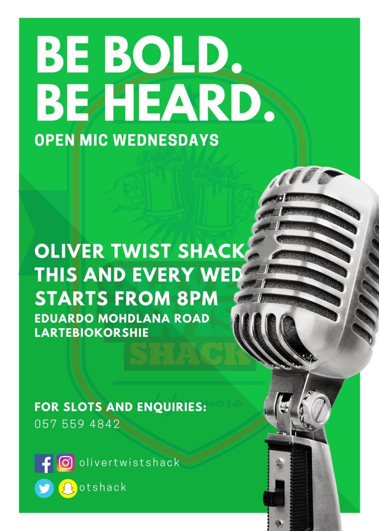 OTShack's tweet photo. It's a another Wednesday nd It's another dope linkop of various art forms, genres and cultures blended together for your amusement in one night 🍻📍@olivertwistshack ⚡🔌 #openmicwednesday with @jurikid @sbn_phrytol @seyrammusic @kojoblaqrules @mostafricangirl_ and many more acts https://t.co/vyCxyPHXzV