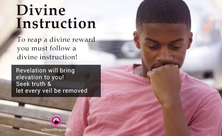 mfmintlhqyouth's tweet photo. To reap a divine reward you must follow a divine instruction!

Revelation will bring elevation to you! 
Seek truth &amp; let every veil be removed

Let every hidden enemy in your life be exposed in the name of Jesus- let every trap be overturned...
#ThePlaceOfHisGreaterGlory https://t.co/b5WAtiKYT6