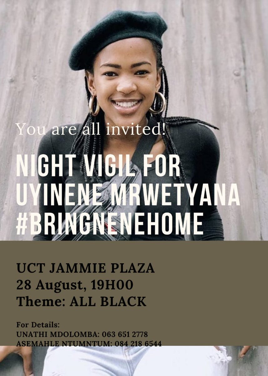 UCT_SRC's tweet photo. #bringNenehome #BringNene #UCTSTUDENT #PinkLadies #MissingChildren https://t.co/NANd0gmWrf