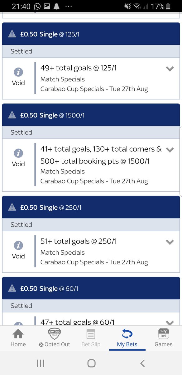 fuzzy_coyle's tweet photo. @SkyBet All bets void even though the abandoned match was 0 - 0 at HT and didn't affect total goals scored - Scandalous! Done out of £500+! Opinions?? #unfair #gutted #maybePPwouldpayout https://t.co/qCdeyHS8BV