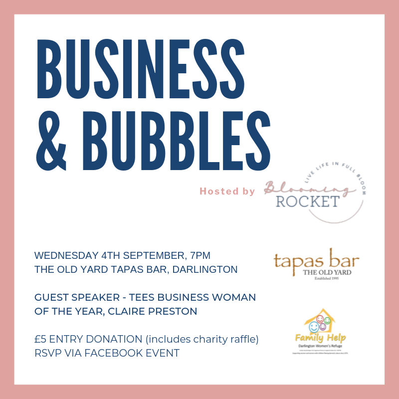 DebbieRocket's tweet image. Business &amp;amp; Bubbles - one week countdown. Huge thanks to the amazing @prestonmissc for speaking during what will be an inspiring and empowering evening for both men &amp;amp; women. We will also be raising money for Darlington's refuge, Family Help. bit.ly/33XJgj8