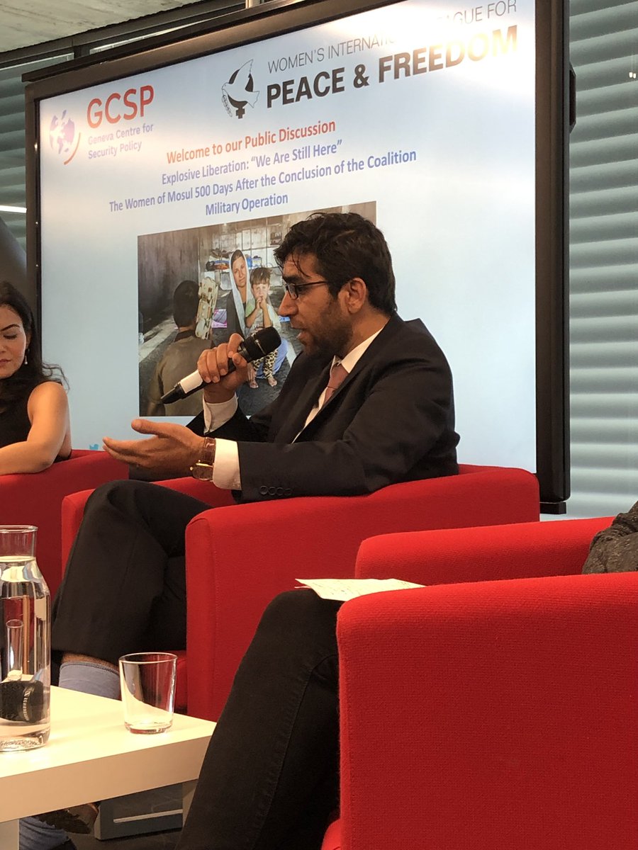 TheGCSP's tweet photo. Omar Mohammed, the anonymous blogger behind @MosulEye under ISIS shares the reality of women, girls, boys and men who lived in #Mosul and the political and military tactics used to overpower the local civilian populations at #GCSPDiscussion @WILPF https://t.co/9PfwEqwQOI