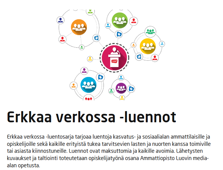 MaaritOpe's tweet photo. Suosittelen >>> Erkkaa verkossa -luennot <3 
Nimekkäitä ja asiantuntevia luennoitsijoita... Luennot striimataan. @Luovi_fi #erkkaaverkossa
https://t.co/0es4al0s2i https://t.co/C0Rgf5021u