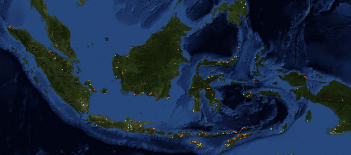 KemenLHK's tweet photo. MODIS Fire Hotspot in Indonesia in the last 24 hrs (FIRMS-NASA) https://t.co/dUfGWKnRkS