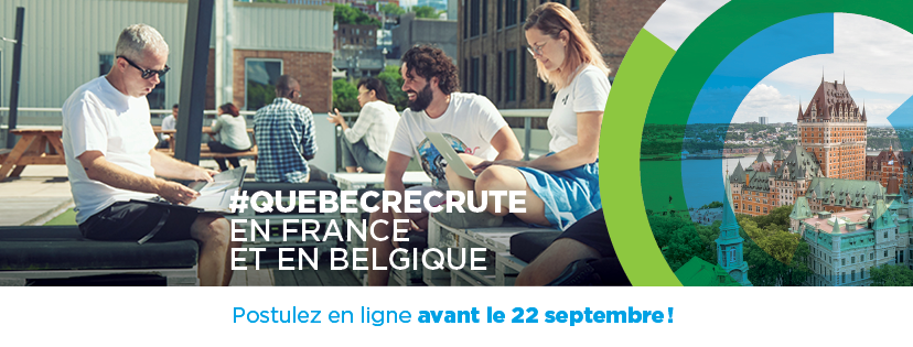 Quebec_FR's tweet photo. 📢 #QuébecRecrute en #France 
➡️ Candidatures en ligne avant le 22 septembre 2019
📆 Entrevues en personne à Lyon le 12 octobre 2019 

Pour tout savoir sur le déroulement de la mission et les offres d’emplois, visitez le : https://t.co/RlUzkSsalO https://t.co/KeAcOv7cma
