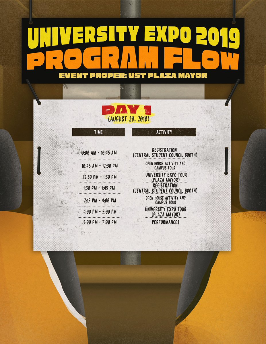 USTofad's tweet image. See the program of activities for the 2019 Byaheng USTe. 🐯

#2019ByahengUSTe
#CSCFartherAndFurther
#GoUSTET
#2019UniversityExpo