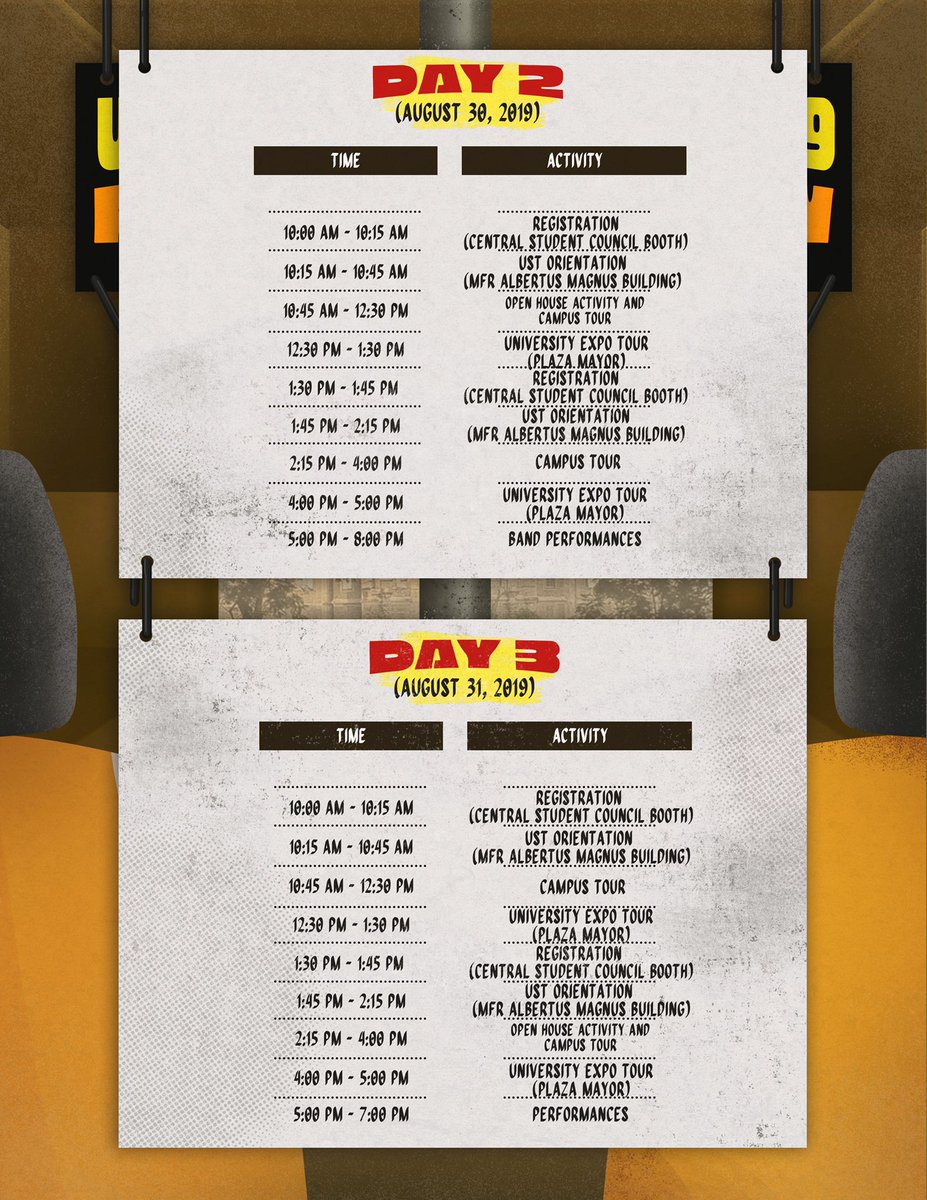 USTofad's tweet image. See the program of activities for the 2019 Byaheng USTe. 🐯

#2019ByahengUSTe
#CSCFartherAndFurther
#GoUSTET
#2019UniversityExpo