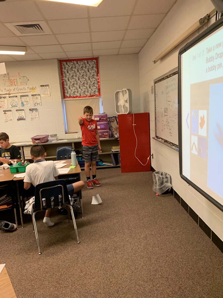 MrsWymanin5th's tweet photo. Yesterday we learned why it’s so hard to make inventions and that we can never give up when trying new things. In science we worked to make a “Bobby dropper” better to keep “Bobby,” our paperclip, safe. @MysterySci #wlcardpride https://t.co/fStbh7Vl9M