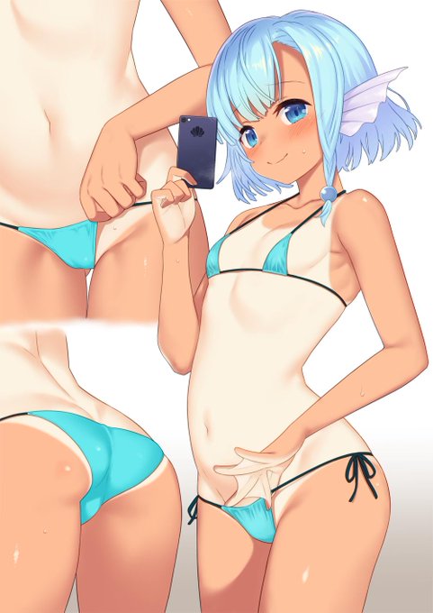 こんがり焼けた日焼け跡を写真に撮って送ってくれる人魚の絵です 