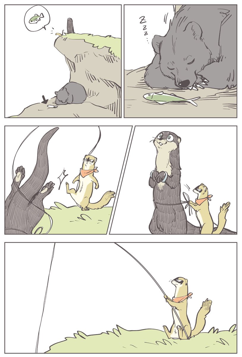 釣りをするイタチとカワウソ

#こりせんまん 