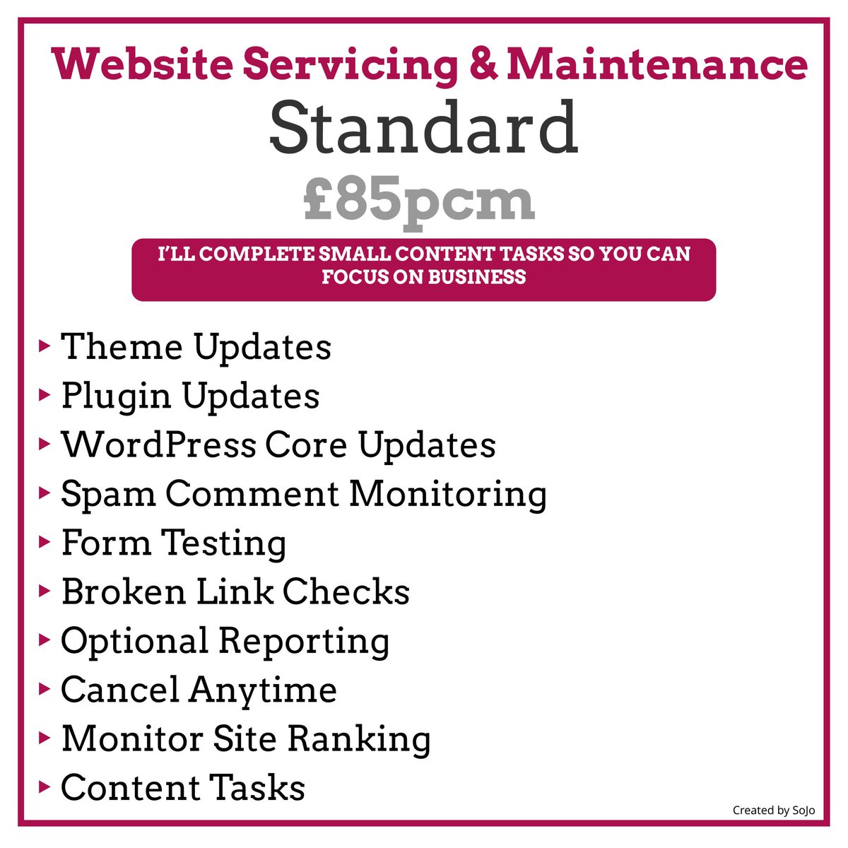 Did you know we offer Service and Maintenance Packages to support business owners with their websites? Here are our packages #Wordpress #WebsiteMaintenance #StaySecure #WorcestershireHour
