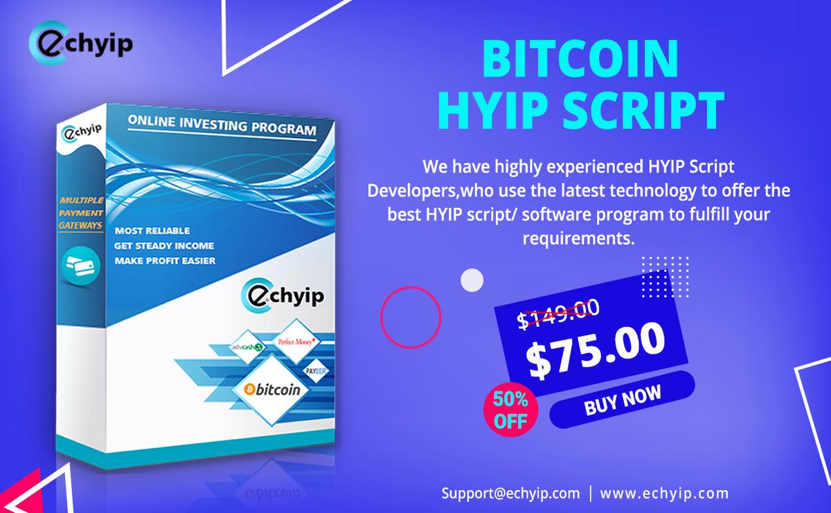ec_hyip's tweet image. A highly secured and well- organized script for your #cryptocurrency Business is #Bitcoin_HYIP_Script. Get this script at a 50% #discount from us and make your own #crypto website more #secure, #powerful &amp;amp; #stable than others.

Buy now 👉👉 echyip.com
