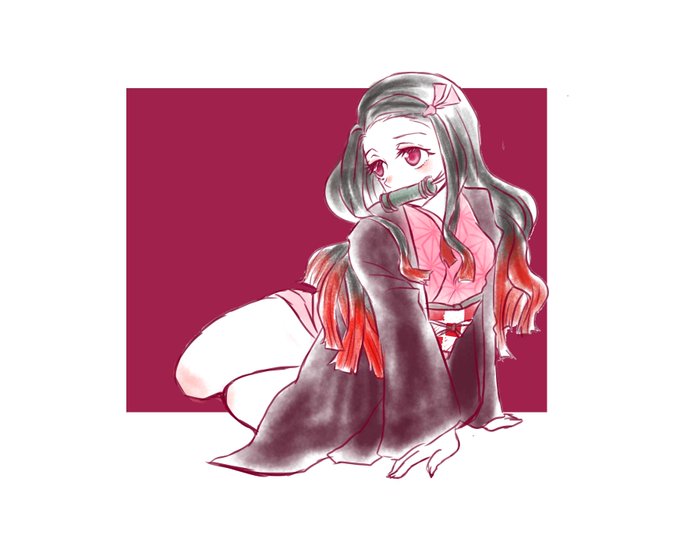 つかさ{インテ5号館ゆ51aさんがTwitterに投稿した竈門禰豆子(鬼滅の刃)のイラスト。