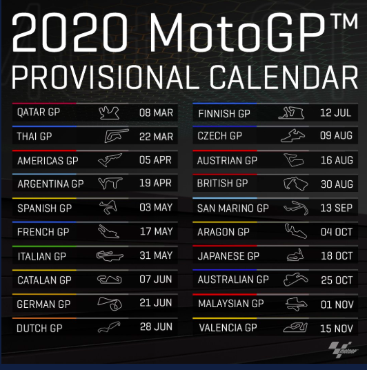 ElfMarcVDS's tweet photo. 2020 #MotoGP Provisional Calendar is here! 
What do you think about it? https://t.co/tcbRpsxpy6