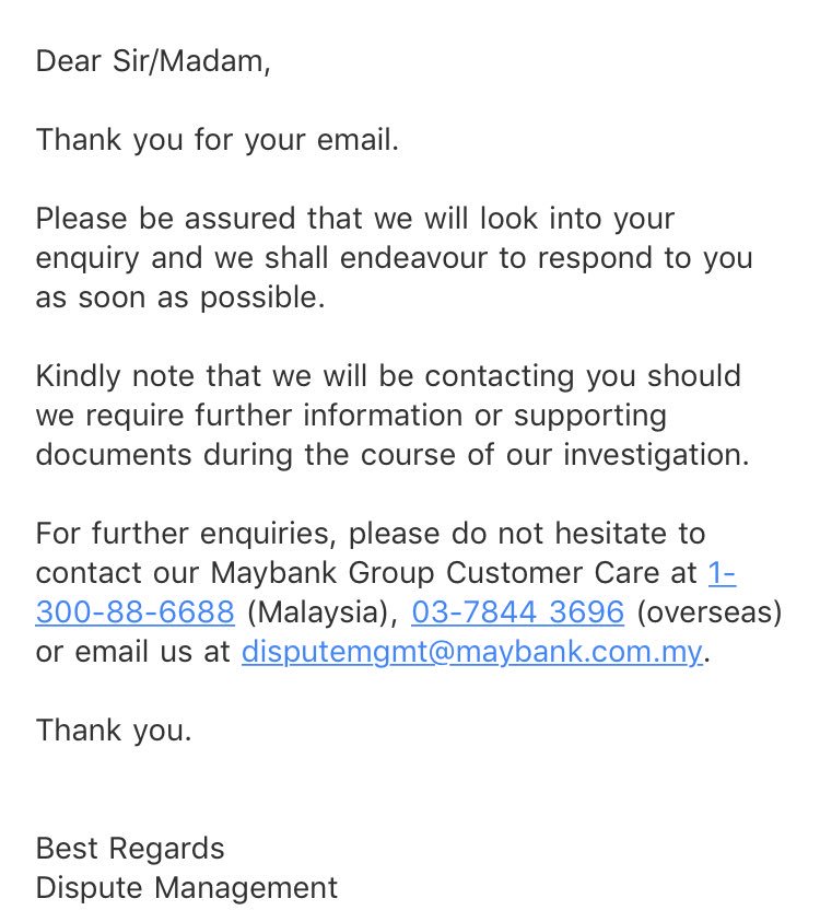 Maybank 24 hour hotline