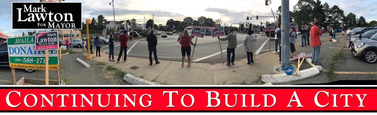 LawtonForMayor's tweet photo. Less than three weeks until the preliminary election on September 17th!  Many thanks to everyone who came out in support of continuing to build a city.  #CityOfChampions #Brockton #mapoli https://t.co/5ifE0PbYhe