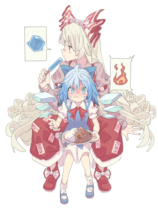 ご依頼で描かせていただいた妹紅とチルノです 