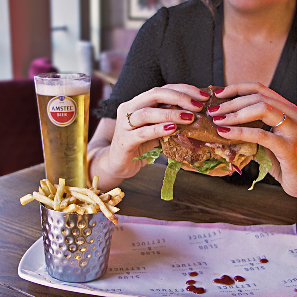 SlugFareham's tweet photo. Get any selected burger with a pint of Amstel, medium house wine or soft drink from just £7!! All day every Monday &amp; Tuesdays! https://t.co/6A7ZTuot2T