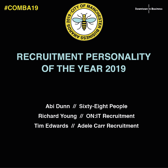 onitrecruitment's tweet photo. We're absolutely delighted that our Rich has been shortlisted for Recruitment Personality Of The Year 2019. Wish him luck! 🏆👍 #COMBA2019 #Recruitment #Manchester https://t.co/CqkHO7n1cY
