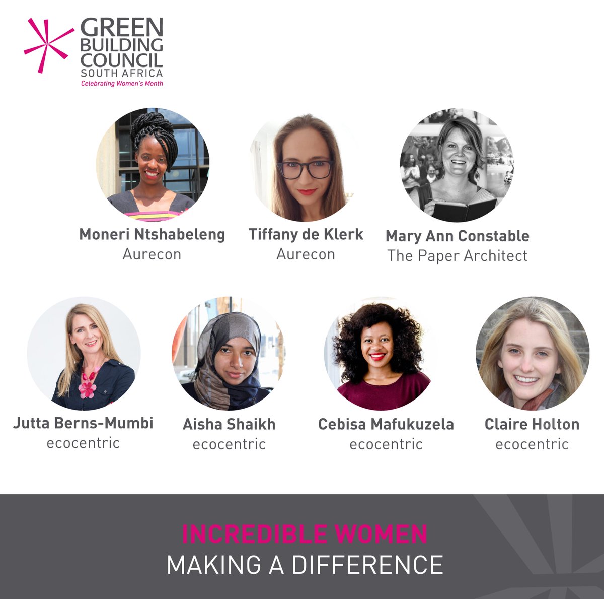 It’s Women Wednesday and there are so many incredible women who contribute toward our planet’s future. GBCSA are so proud to say that so many of our members are women who are passionate to accelerate the development and adoption of best green building practices. #womenforwomen