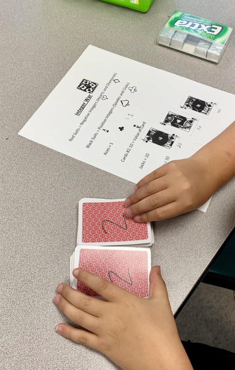 GlenvarMiddle's tweet photo. “1, 2, 3, 4...I declare an integer war!” #MrDuffsMathClass #SethbeatMrWhitlowalot #6thGraders #AllHighlandersMatter #LeaveNoDoubt https://t.co/bIHxB6iyz6