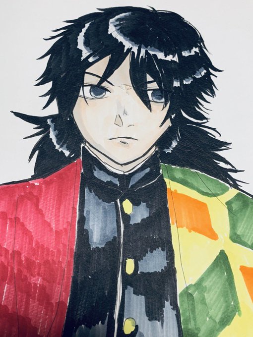 worldisfantasyさんがTwitterに投稿した冨岡義勇(鬼滅の刃)のイラスト。