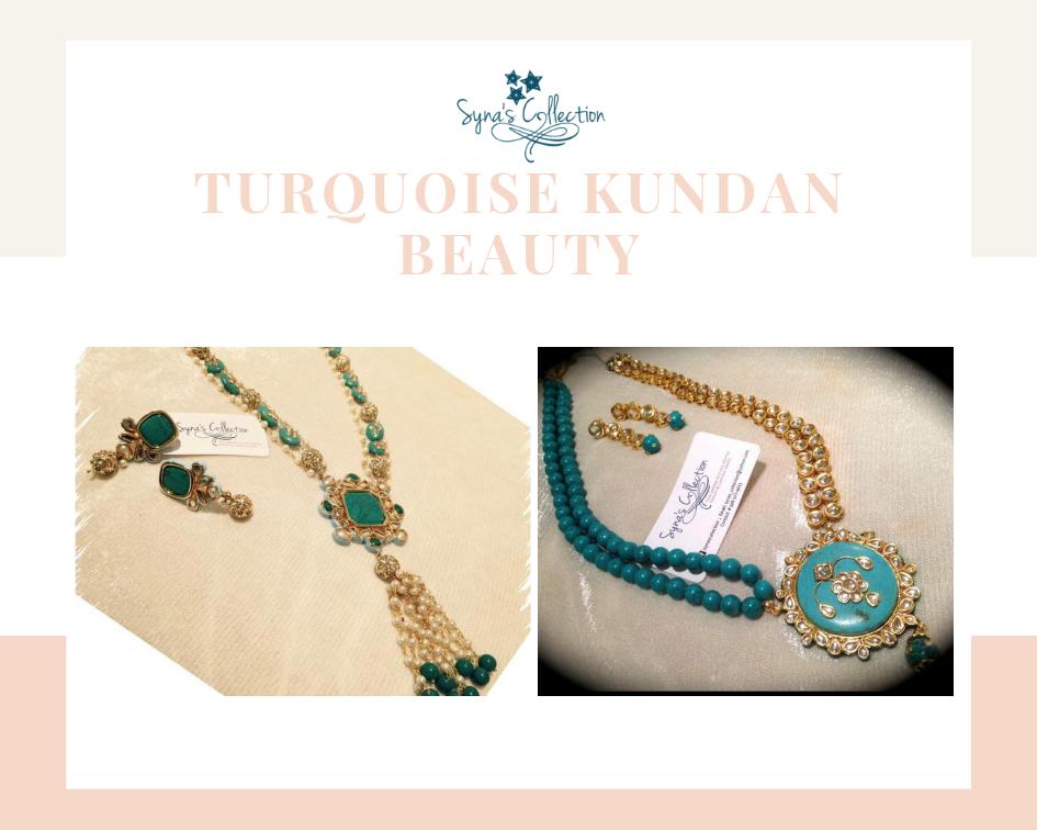 SynasCollection's tweet photo. Presenting two gorgeous statement necklaces that are a striking amalgamation of both TURQUOISE and KUNDAN.

These beauties are handcrafted with natural stones and are the epitome of style and class.

To book your favourite piece DM us today https://t.co/QBKbw8FCsQ