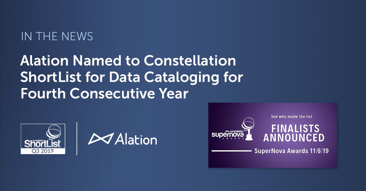 Alation's tweet photo. Thrilled to share that @Alation has been named to the Constellation ShortList™ for #DataCataloging for the fourth consecutive year and our customer @AmFam is a finalist in the prestigious @constellationr SuperNova Awards. More here: https://t.co/4CFd8A6vYg https://t.co/LW9n7VZP1m