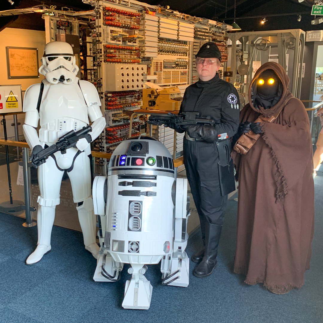 ukgarrison's tweet photo. The original home of code breaking in the UK, @tnmoc houses an astonishing range of computing from the 1940s onwards. We were asked to deploy to ensure the protection of the exhibits. The Jawa was caught before too much went missing. #stormtrooper #r2tk #501st #ukgarrison https://t.co/g5k65B2LVt