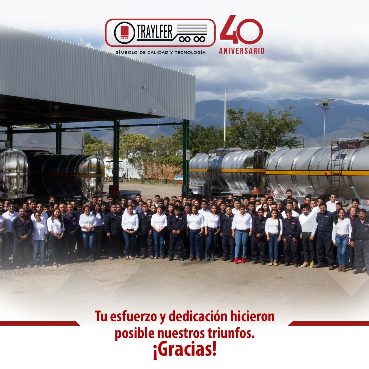 traylfer's tweet photo. Nuestros colaboradores han sido parte fundamental de nuestro éxito estos 40 años; gracias a ellos, somos una de las principales manufactureras de unidades de transporte en México.
#TeamTraylfer #Traylfer40Aniversario https://t.co/7yZe8c0gfV