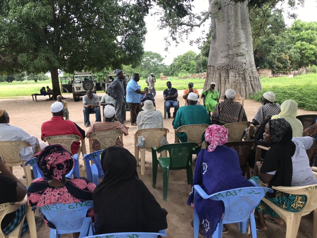 remac_gam's tweet photo. Day 3
Engaging the community in @remac_gam activities continues.
Now, Kaimo Bintang
Our very own @kofiantonio with the Alkalo #mrcgambia 
#Gambia https://t.co/H9558Q79Ua
