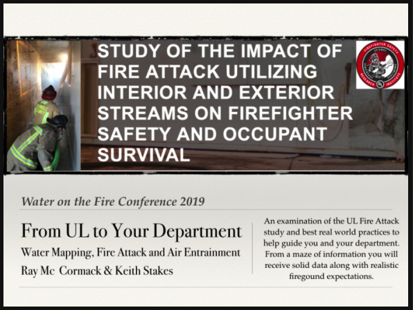 FSRI_org's tweet photo. Today at the @CFTactics "Water On The Fire Conference 2019", UL FSRI Research Engineer Keith Stakes along with Coordinated Fire Attack Technical Panel Member Ray McCormack are sharing Water Mapping, Fire Attack and Air Entrainment with participants. #WOFC https://t.co/LppUbEYCYZ