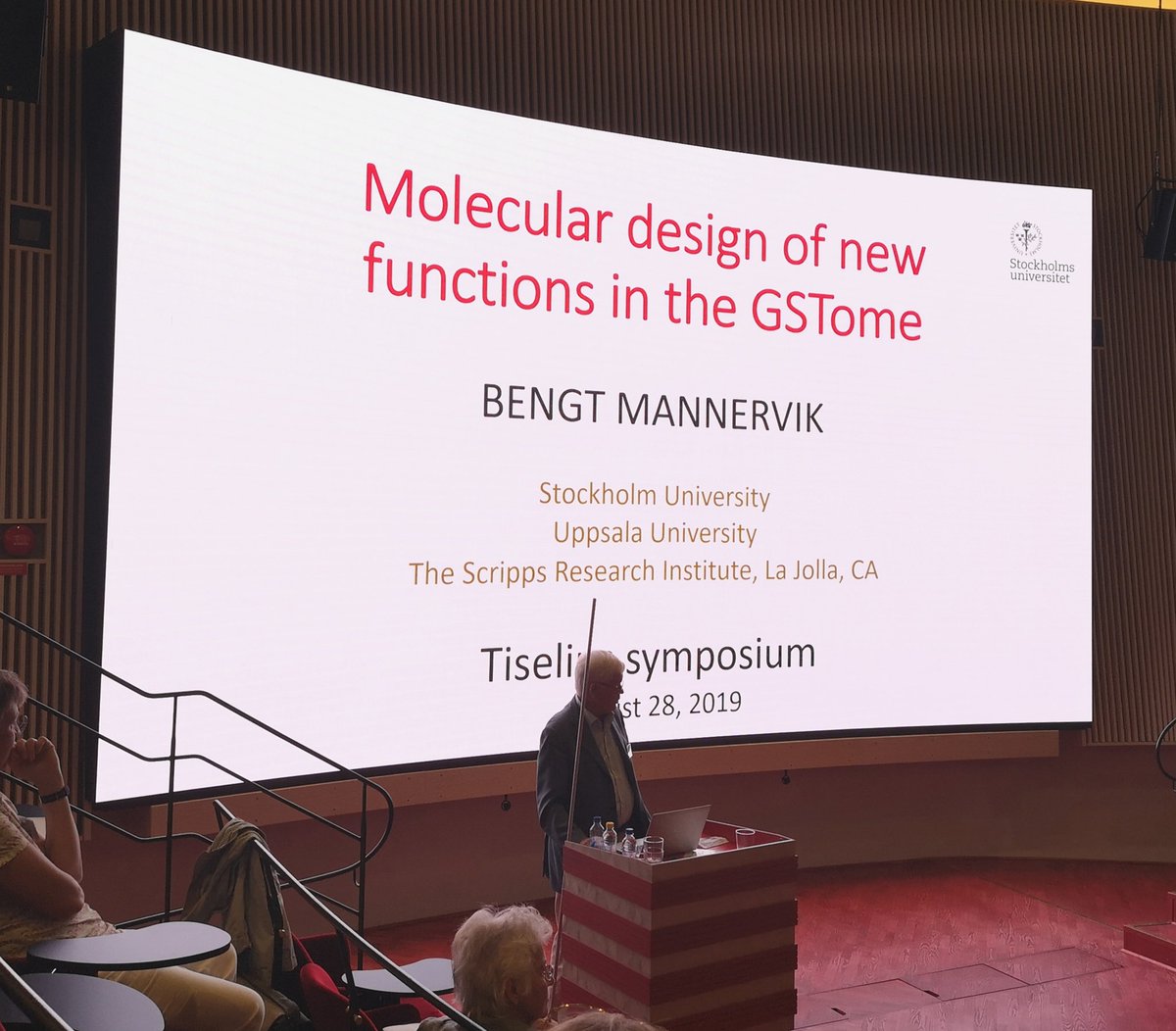 kamerlinlab's tweet photo. Our final speaker of this session, Bengt Mannervik from @Stockholm_Uni will tell us about the molecular design of new functions in the GSTome. #Tiselius2019 @UUBiochem https://t.co/0eubEOkd1C