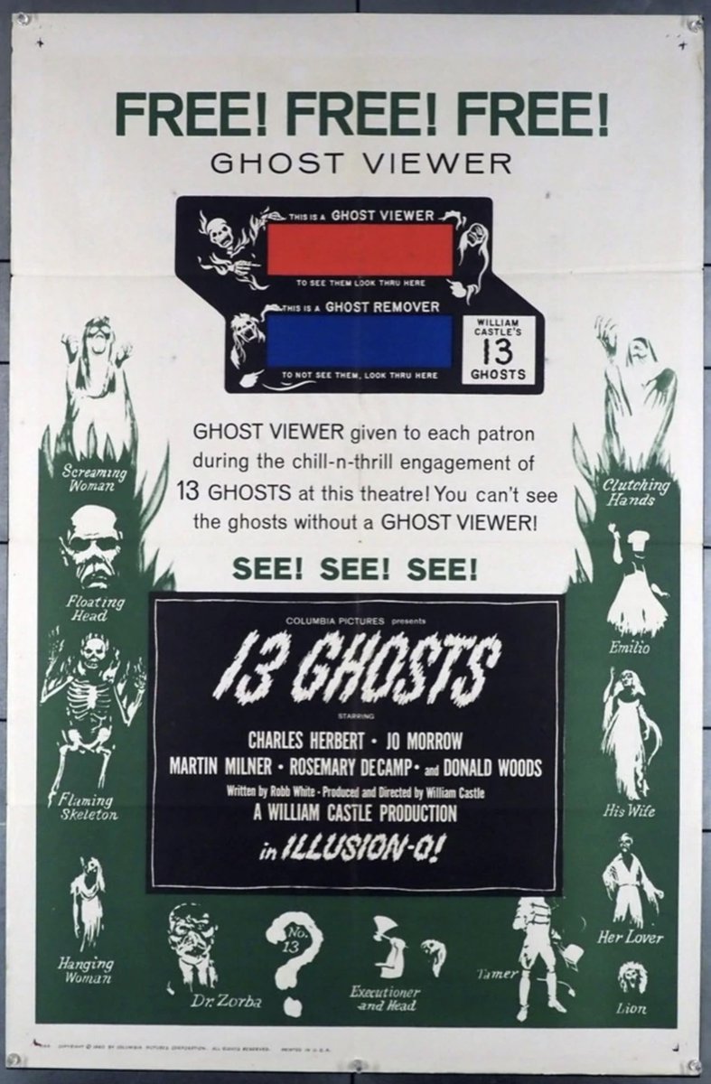 movieartaustin's tweet photo. For sale on EBAY: 13 Ghosts, 1960, by William Castle, original #ghostviewer 1-sheet #movieposter, $95., https://t.co/DbIv9UbWXo https://t.co/S17h4O3O4u