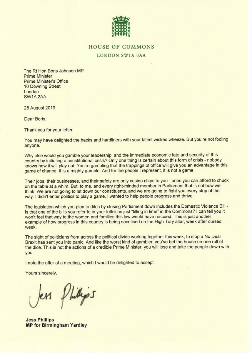sharonodea's tweet photo. A letter in which @jessphillips proves she’s the prime minister we need but sadly do not have. https://t.co/qtKZboY4ew