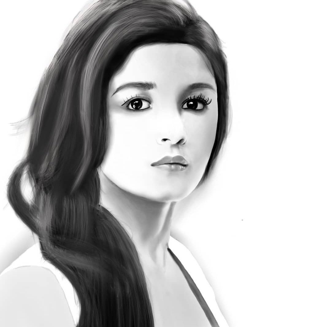How to draw Alia Bhatt Step by Step // full Sketch Outline Tutorial  inspired by Shubham Dogra - YouTube