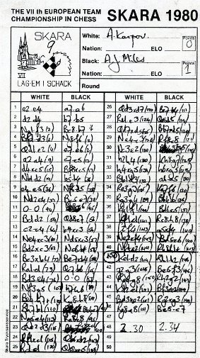 Baden-Baden 1981 Chess Tournament (Score Sheets) by Miles, Anthony