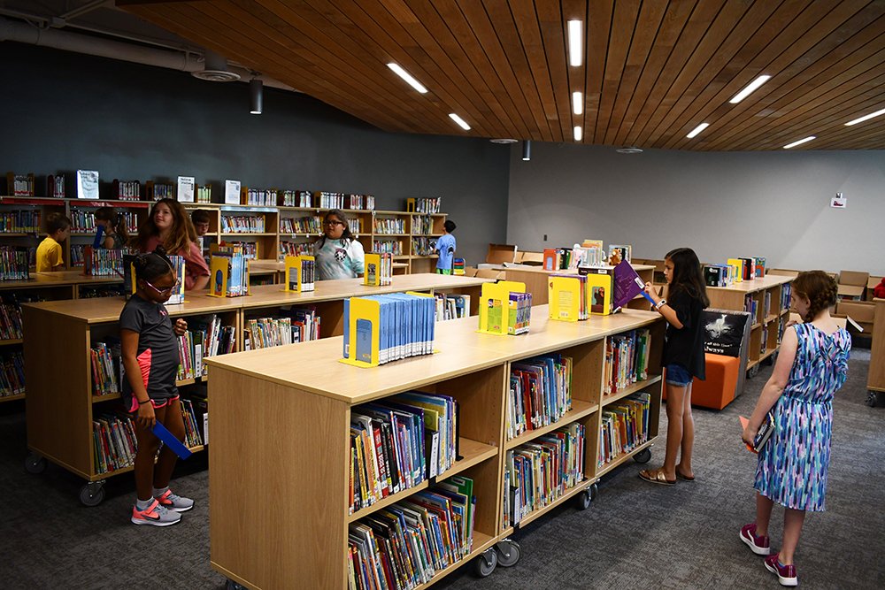 USD204's tweet photo. It's official...the 2019-2020 school year is off to a great start! After a long summer of construction, we are so excited to have students using the new and improved facilities. Welcome back, BRAVES! #204BravesPride https://t.co/CJia1DdbIh