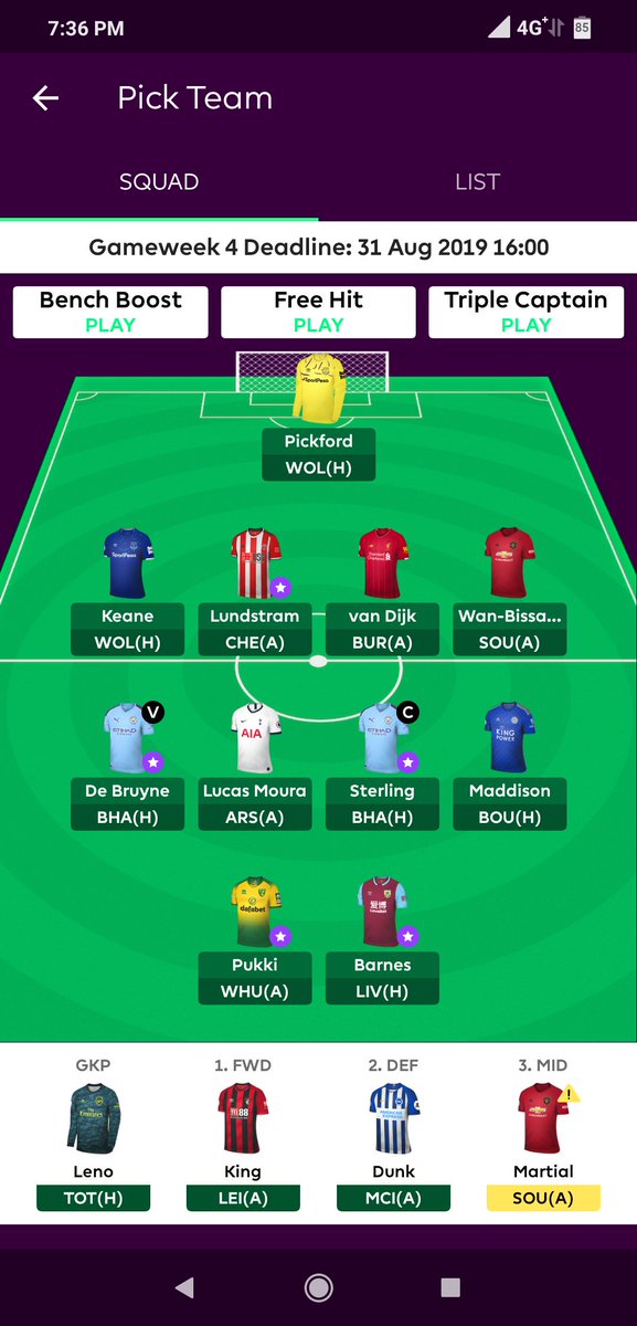 #FPLFYI I am in confusion setting up the martial injury GW4 help me