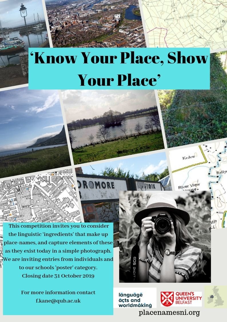 placenamesni's tweet photo. A sneak peek at our forthcoming
@languageacts photography/poster competition 'Know Your Place, Show Your Place' with prizes for winning entries in individual and schools categories. More details coming soon! https://t.co/McwN5t4eeQ