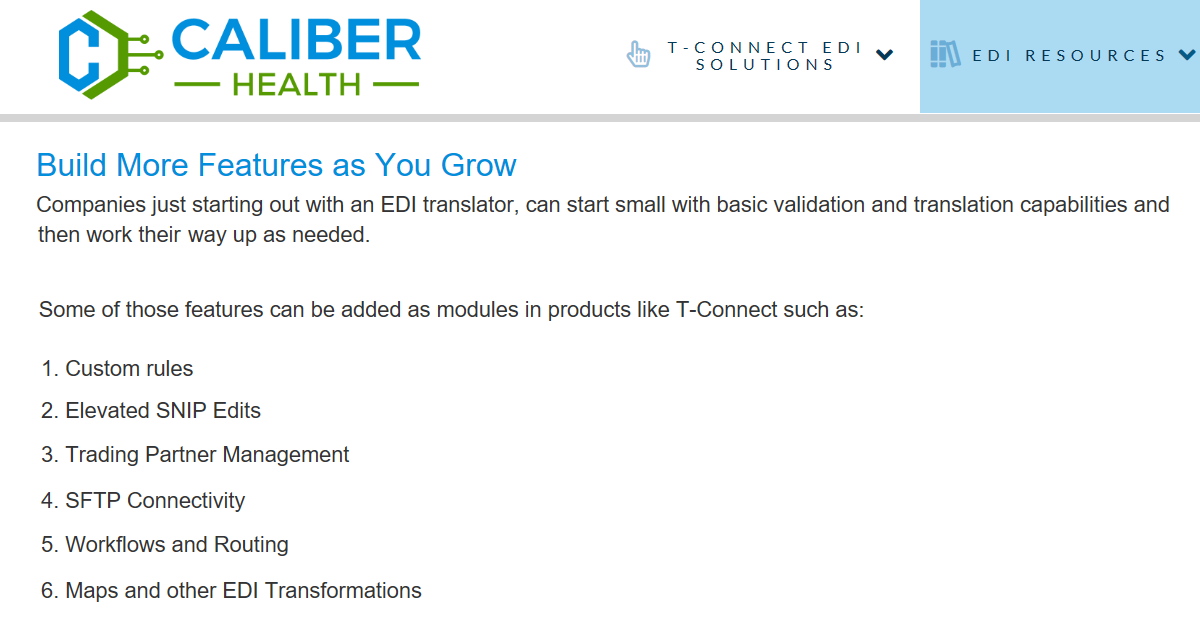 Caliber_EDI's tweet photo. EDI translation software provides a way for computers to read EDI files. This T-Connect support article discusses options for #EDITranslator selection and customizable features to add-on as your organization grows. https://t.co/KIEuSmdlh9 https://t.co/fLpmzU0hdZ