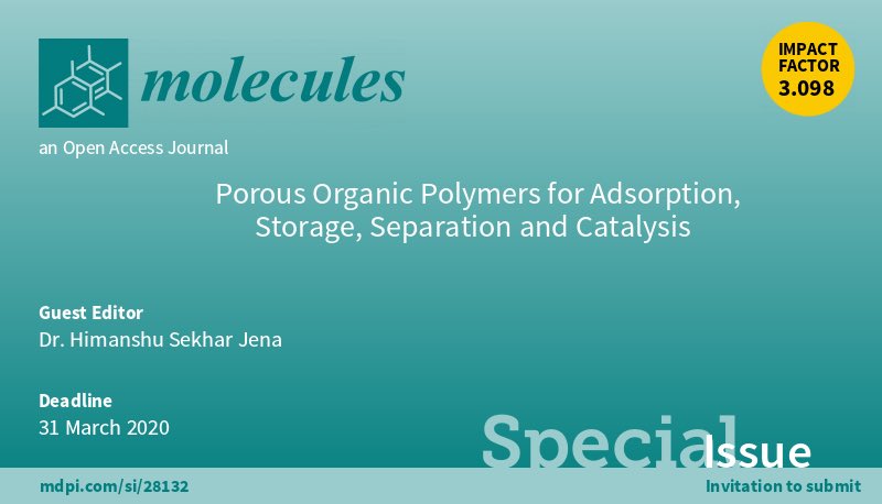 Himanshu Jena, MRSC (@hsjena84) on Twitter photo We received the first paper for our special issue in <a href="/Molecules_MDPI/">Molecules MDPI</a>. Why you are making late to submit your best research in an <a href="/MDPIOpenAccess/">MDPI</a> journals? We will try our best to give best exposure to your work. <a href="/MOF_papers/">MOF Papers</a> <a href="/POP_Papers/">Porous Organic Polymer Papers</a> <a href="/Sep_Science/">Separation Science</a> <a href="/PorousPolymers/">Porous Polymers</a> <a href="/UKCatalysisHub/">UKCatalysisHub</a> We received the first paper for our special issue in <a href="/Molecules_MDPI/">Molecules MDPI</a>. Why you are making late to submit your best research in an <a href="/MDPIOpenAccess/">MDPI</a> journals? We will try our best to give best exposure to your work. <a href="/MOF_papers/">MOF Papers</a> <a href="/POP_Papers/">Porous Organic Polymer Papers</a> <a href="/Sep_Science/">Separation Science</a> <a href="/PorousPolymers/">Porous Polymers</a> <a href="/UKCatalysisHub/">UKCatalysisHub</a>