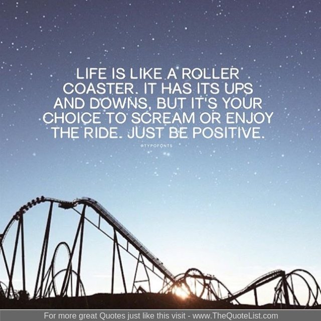 The Quote List Life Is Like A Roller Coaster It Has It S Up S And Down S But It S Your Choice To Scream Or Enjoy The Ride Just Be More Great