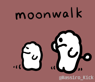 まっしろ と まろ の英語イラスト 572 Moonwalk 本当にムーンウォークができてるの 英単語 英語学習 イラスト 一日一絵