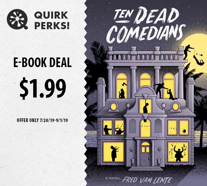 fredvanlente's tweet photo. This is your last week to avail yourself of $1.99 deals for my @quirkbooks mysteries THE CON ARTIST and TEN DEAD COMEDIANS, wherever ebooks are sold! That's almost my entire prose oeuvre for less than $5. You're welcome, Wordl https://t.co/8xlAIQV2EI