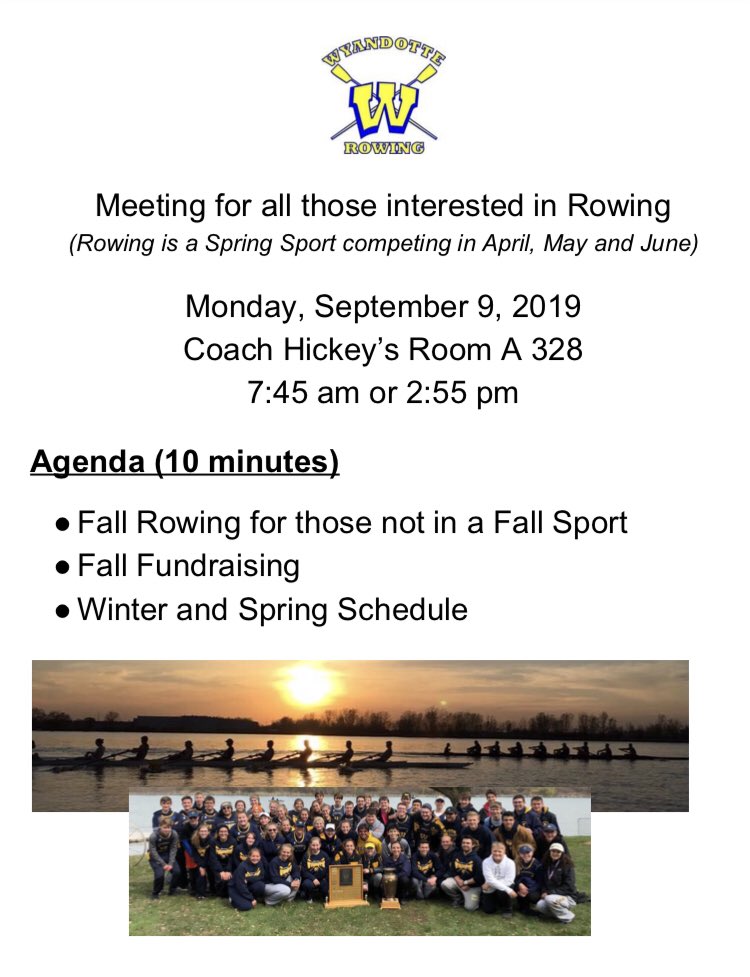 Short, but important meeting, September 9. Two times to accommodate those in Fall sports. 242 days until Hebda Cup 2020!