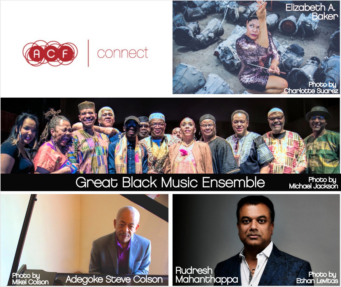 ComposersForum's tweet photo. We're pleased to announce the winners of our ACF | connect program in collaboration with @AACMCHICAGO's Great Black Music Ensemble! @ebakermusic, @ColsonsMusic, and @rudreshm will each create a work for the ensemble--premieres will take place Fall 2020 in Chicago. #newmusic https://t.co/qcnJ6a56oK