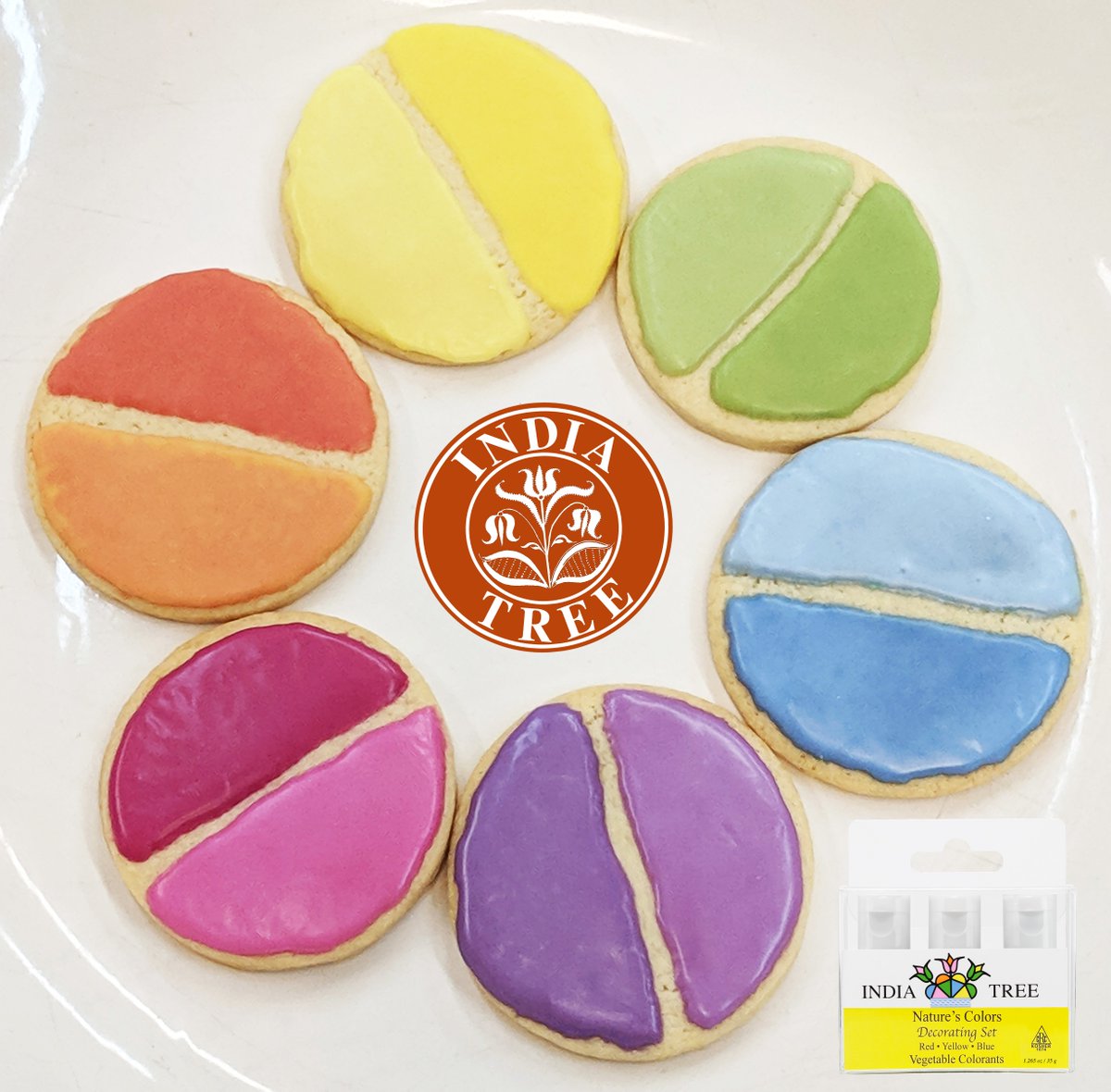 IndiaTree1's tweet image. Use INDIA TREE Nature's Colors Decorating Set to make a rainbow of plant based, dye-free colors for your sweet treats! Visit our website for color mixing guides, recipes, and more. 
indiatree.com/products/90950…
#INDIATREE #NaturesColors #PlantBasedColor #Cookies #CreativeCooks