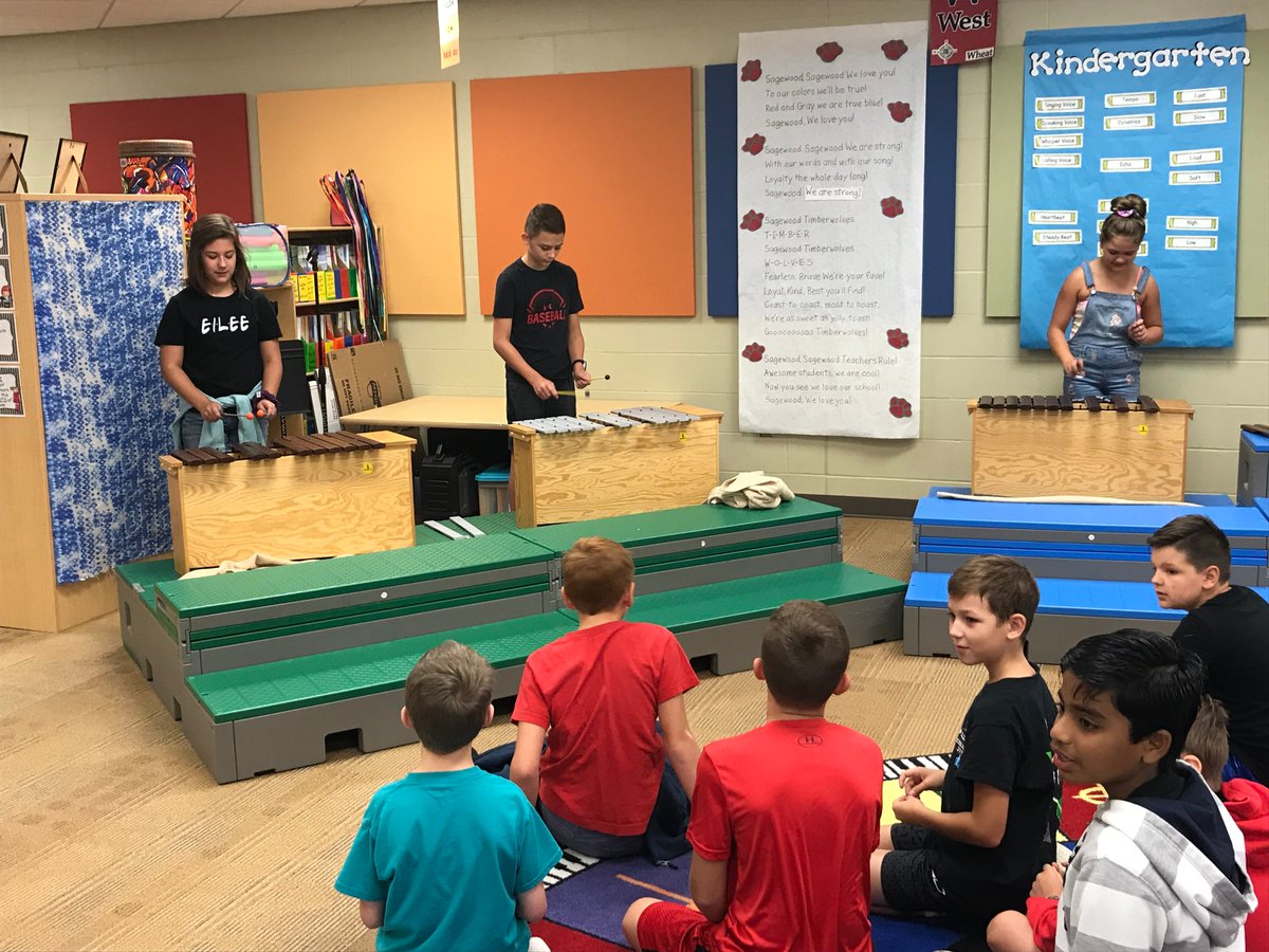 ElkhornPS_SW's tweet photo. Mrs. Otten's music class worked with percussion instruments to work on their learning goal to create 6/8 rhythms. #EPSAchieves https://t.co/rq3YY9TX8x