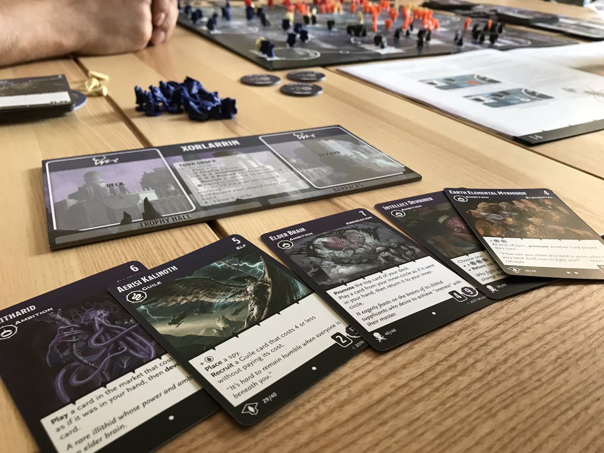 I think my promote strategy may have broken Tyrants of the Underdark. Here you can see my hand, which is also my entire deck. 137 points at the end x)